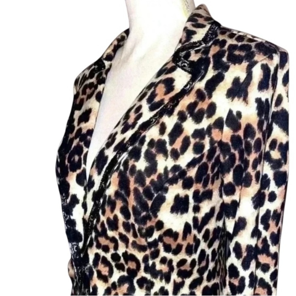WET SEAL Fashion Jacket Black Tan Animal Leopard Print, Size Large - Picture 5 of 9